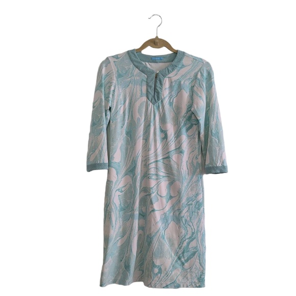 J. McLaughlin Dresses & Skirts - J McLaughlin Dress Women XS Turquoise White Pattern Sheath Casual Preppy Classic